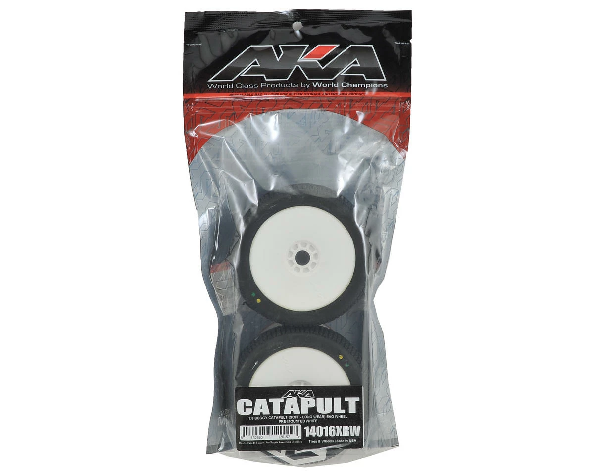 AKA Catapult 1/8 Buggy Pre-Mounted Tires (2) (White) (Soft - Long Wear) - Image 3