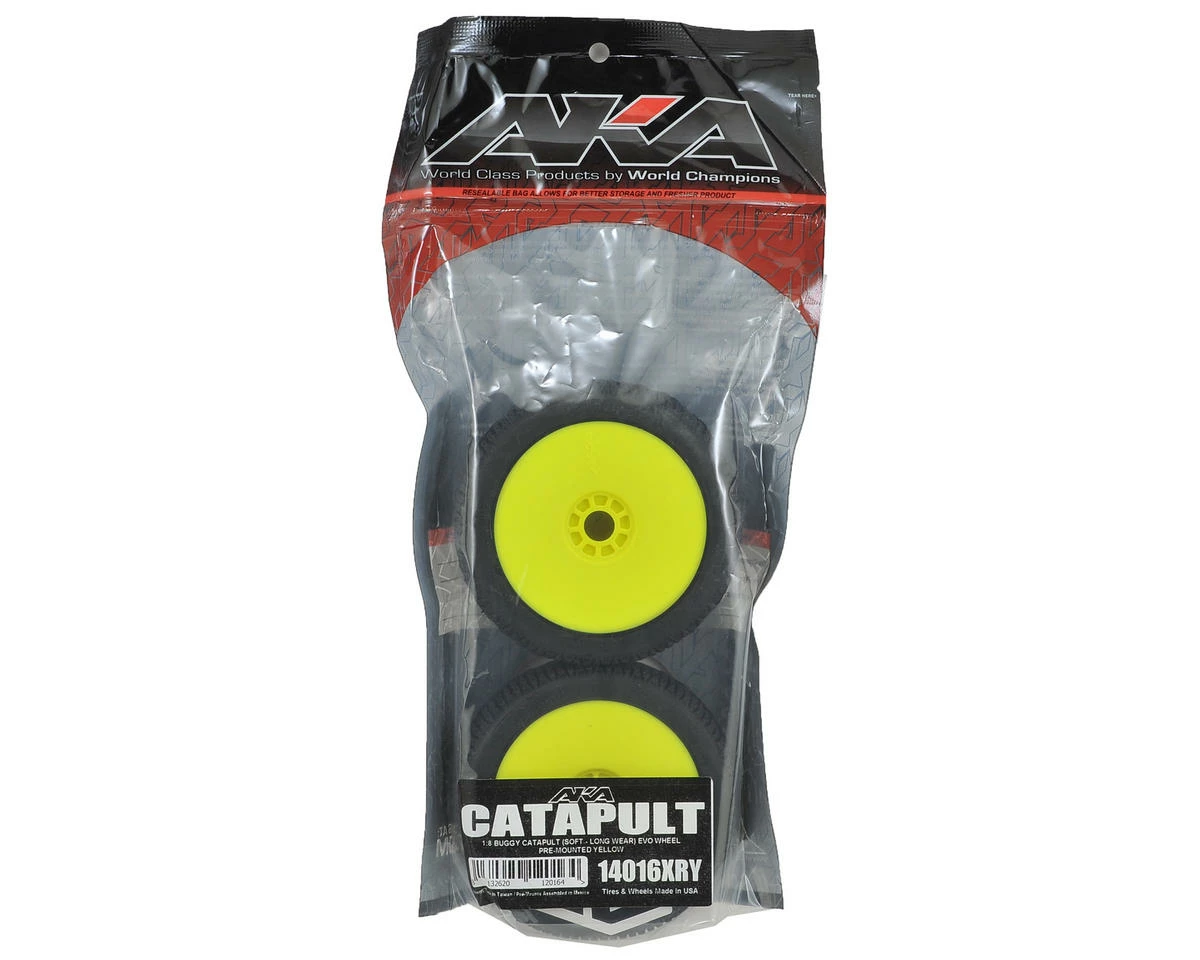 AKA Catapult 1/8 Buggy Pre-Mounted Tires (2) (Yellow) (Soft - Long Wear) - Image 3