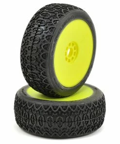 AKA Chain Link 1/8 Buggy Pre-Mounted Tires (2) (Yellow) (Soft - Long Wear)