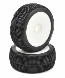 AKA EVO Zipps 1/8 Buggy Pre-Mounted Tires (2) (White) (Soft - Long Wear)