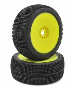 AKA EVO Zipps 1/8 Buggy Pre-Mounted Tires (2) (Yellow) (Medium - Long Wear)