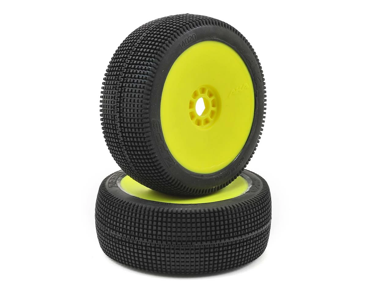 AKA EVO Zipps 1/8 Buggy Pre-Mounted Tires (2) (Yellow) (Medium - Long Wear)