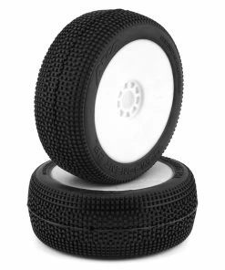 AKA Component 2AB 1/8 Buggy Mounted Tires (White) (2) (Super Soft - Long Wear)