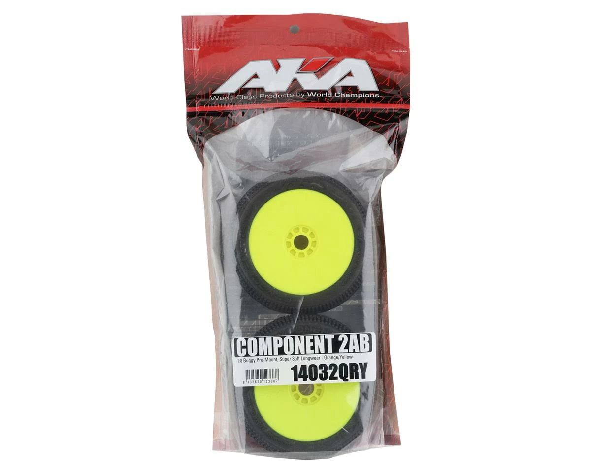 AKA Component 2AB 1/8 Buggy Mounted Tires (Yellow) (2) (Super Soft - Long Wear) - Image 3