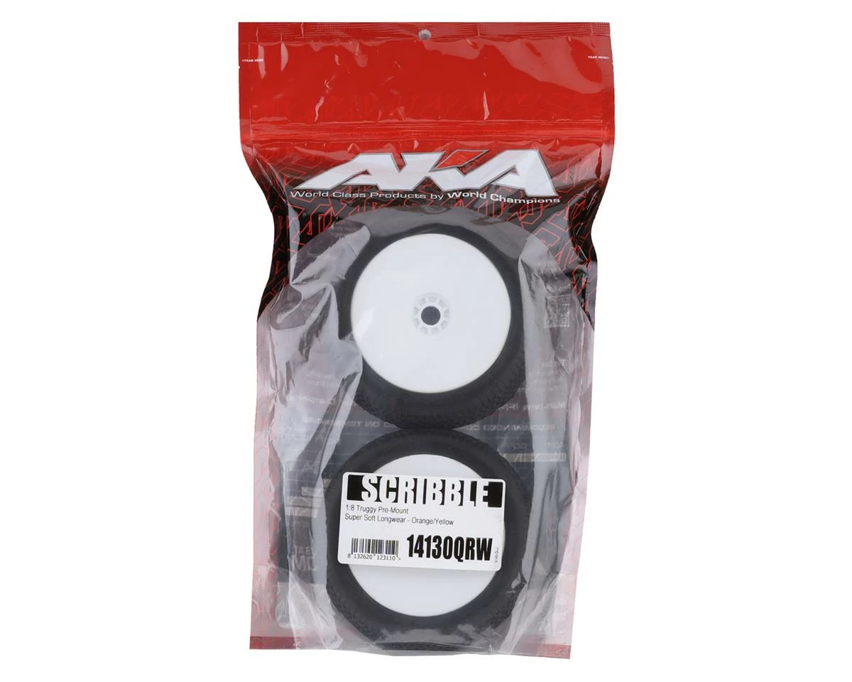 AKA EVO Scribble 1/8 Truggy Pre-Mounted Tires (2) (White) (Clay) - Image 3