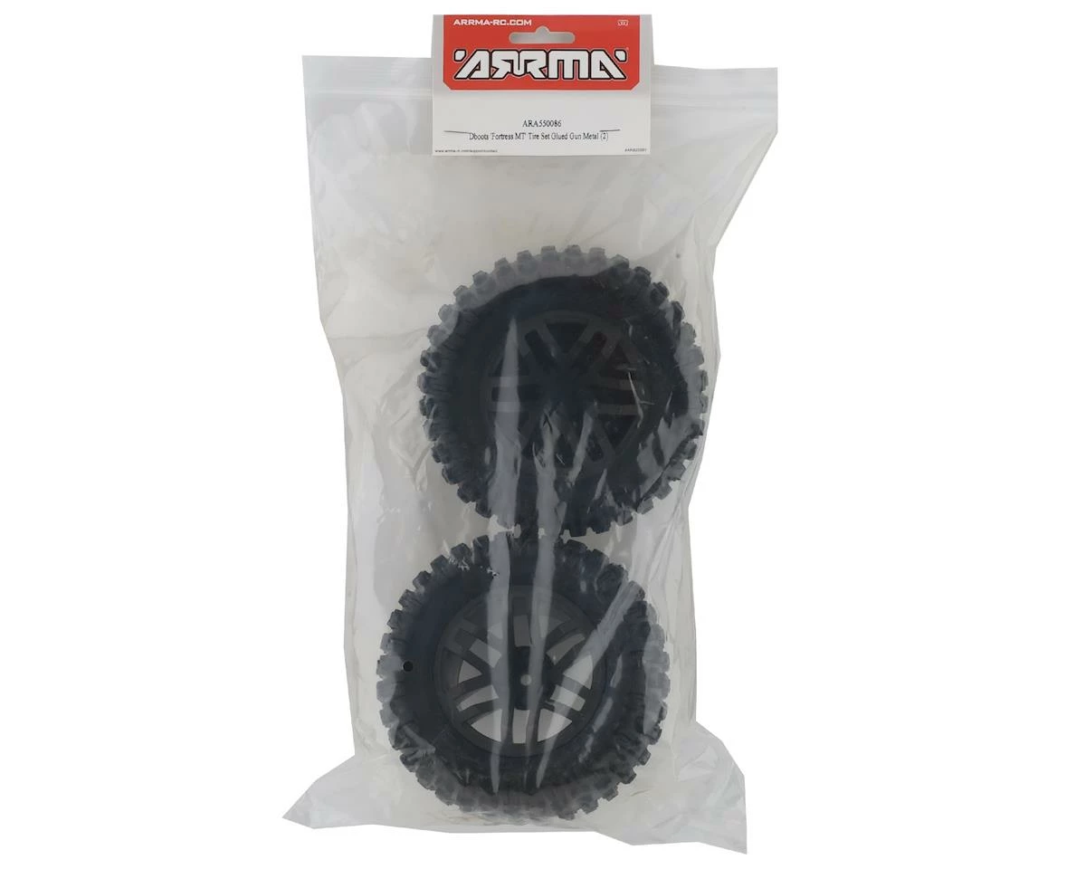 Arrma BLX 4x4 Dboots 'Fortress MT' 1/8 Pre-mounted Tire Set (Gun Metal) (2) - Image 3