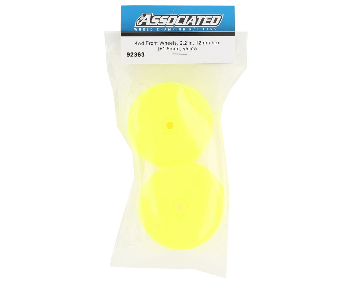 Team Associated 12mm Hex 2.2 4WD Front +1.5mm Buggy Wheels (2) (B74) (Yellow) - Image 3
