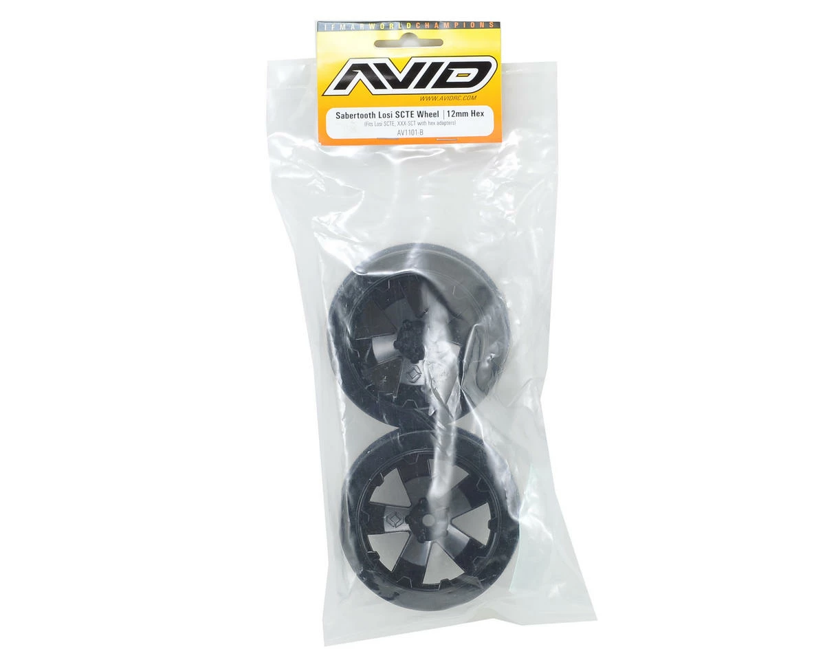 Avid RC 12mm Hex "Sabertooth" Short Course Wheels (Black) (2) (22SCT/TEN-SCTE) - Image 2