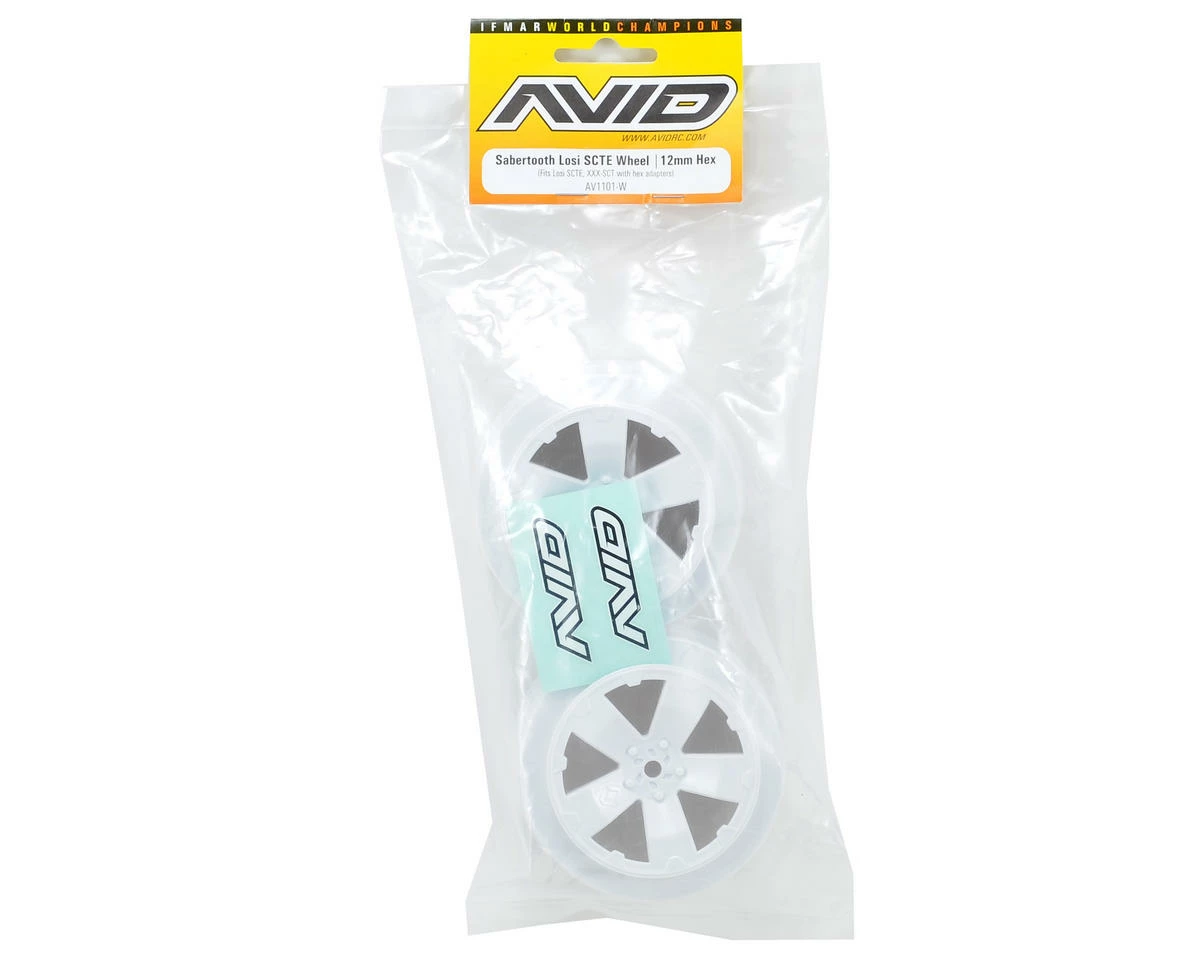 Avid RC 12mm Hex "Sabertooth" Short Course Wheels (White) (2) (22SCT/TEN-SCTE) - Image 2