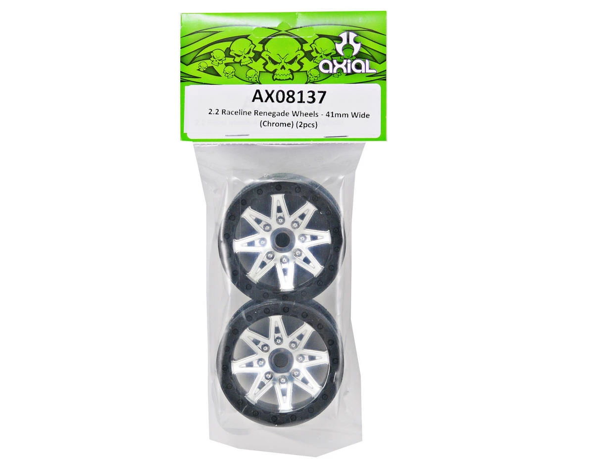 Axial Raceline Renegade 41mm Wide 2.2 Crawler Wheels (2) (Chrome/Black) - Image 2