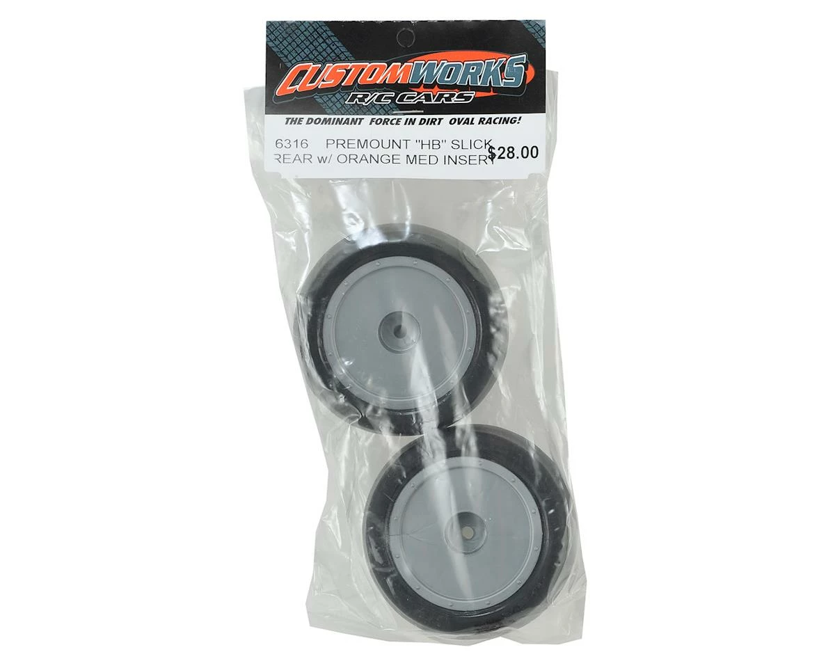 Custom Works Slick Pre-Mounted Dirt Oval Rear Tire W/Orange Insert (2) (HB) - Image 3