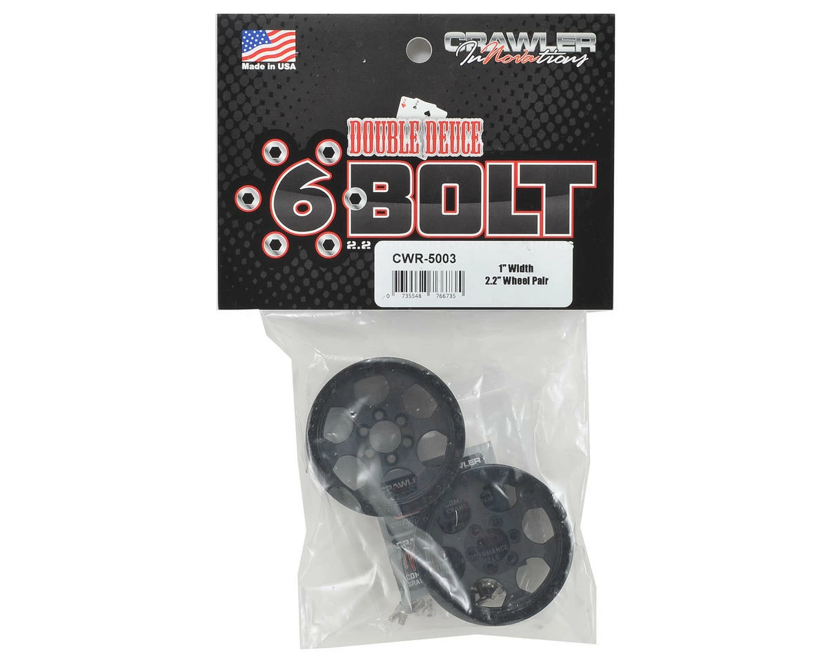 Crawler Innovations Double Deuce 6 Bolt 2.2 Crawler Wheel (Black) (2) (1.0 Wide) - Image 4