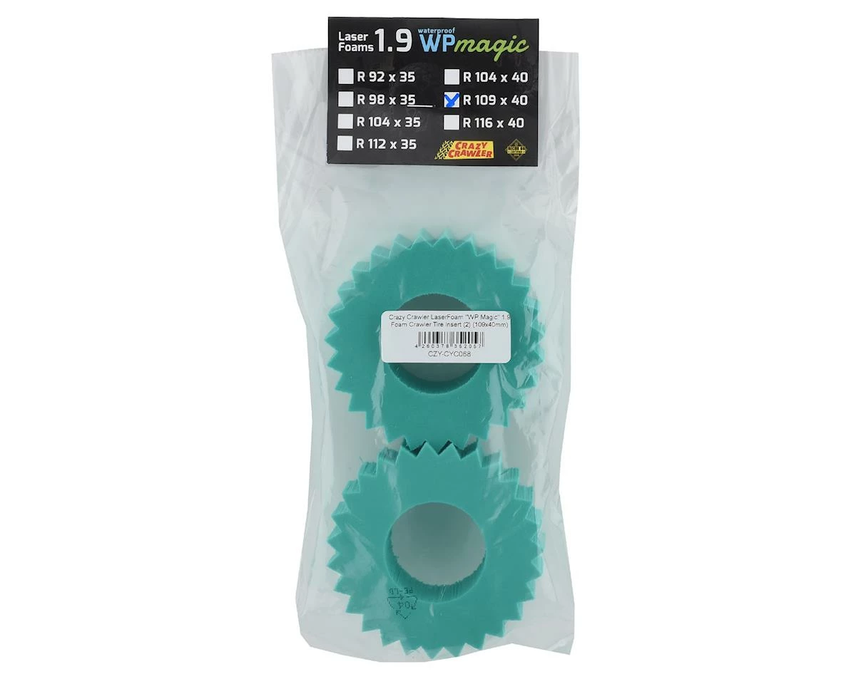 Crazy Crawler LaserFoam "WP Magic" 1.9" Foam Crawler Tire Insert (2) (109x40mm) (Pit Bull Rock Beast) (10+ Pound Trucks) - Image 2