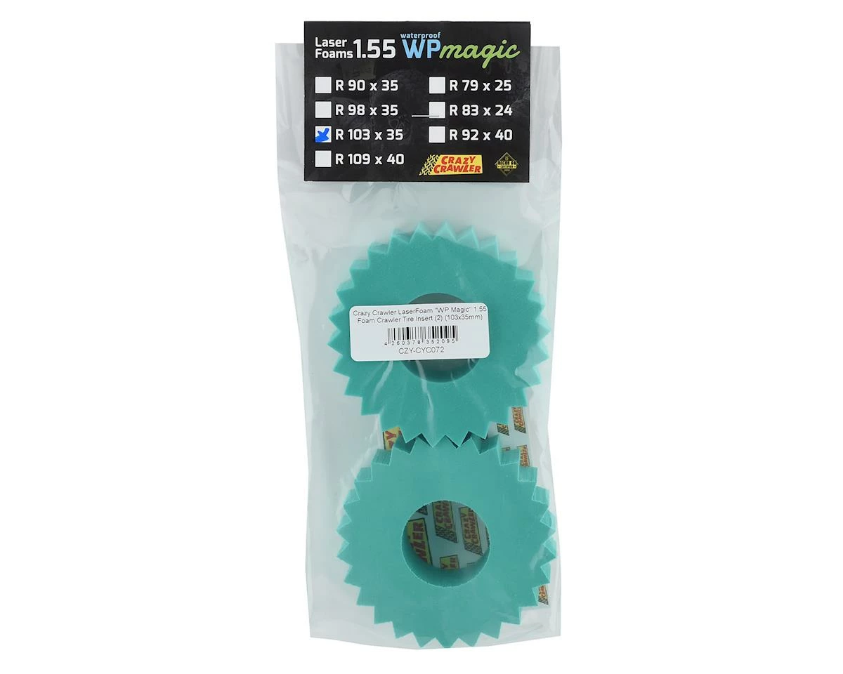 Crazy Crawler LaserFoam "WP Magic" 1.55 Foam Crawler Tire Insert (2) (103x35mm) (10+ Pound Trucks) - Image 2