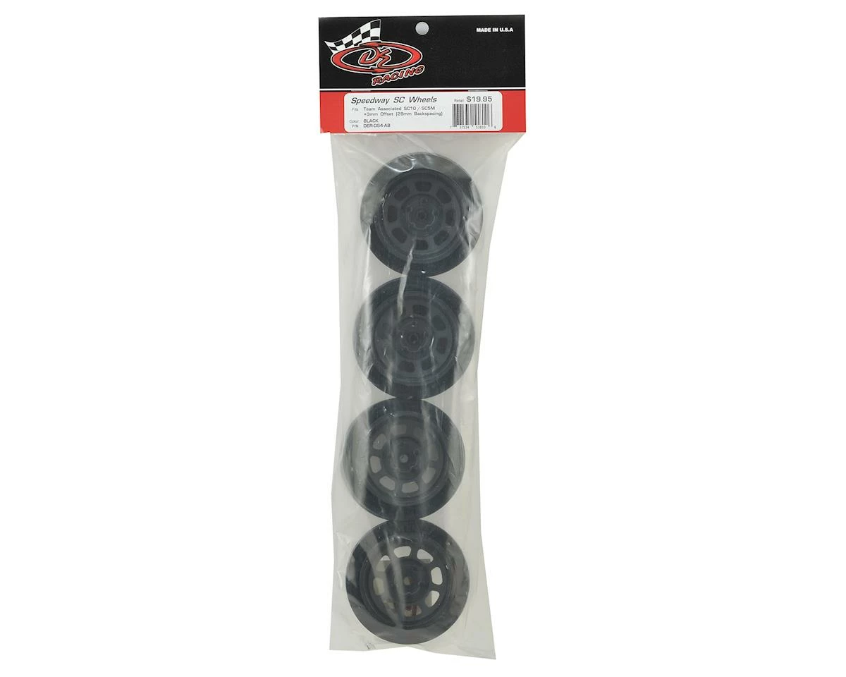 DE Racing Speedway SC Dirt Oval Wheels (Black) (4) (+3mm Offset/29mm Backspace) (SC10/SC5M) W/12mm Hex 5 DE Racing Speedway SC Dirt Oval Wheels (Black) (4) (+3mm Offset/29mm Backspace) (SC10/SC5M) W/12mm Hex - Image 3