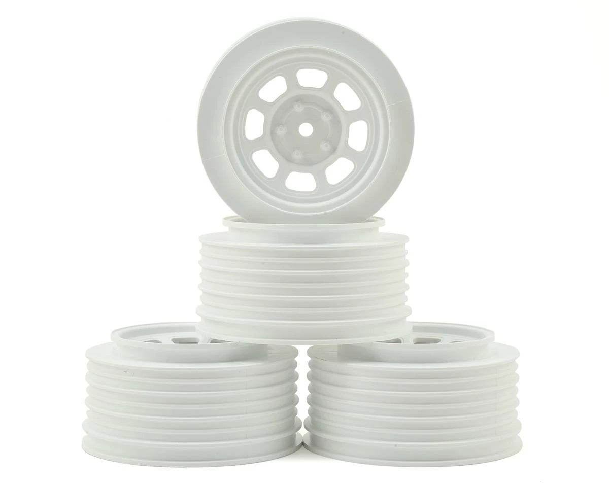 DE Racing Speedway SC Dirt Oval Wheels (White) (4) (+3mm Offset/29mm Backspace) (SC10/SC5M) W/12mm Hex