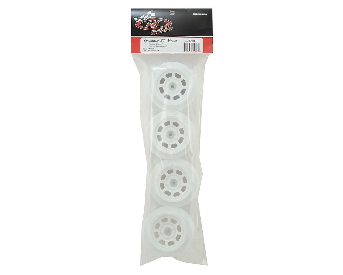 DE Racing Speedway SC Short Course Dirt Oval Wheels (White) (4) (19mm Backspace) (Slash Front) W/12mm Hex - Image 3