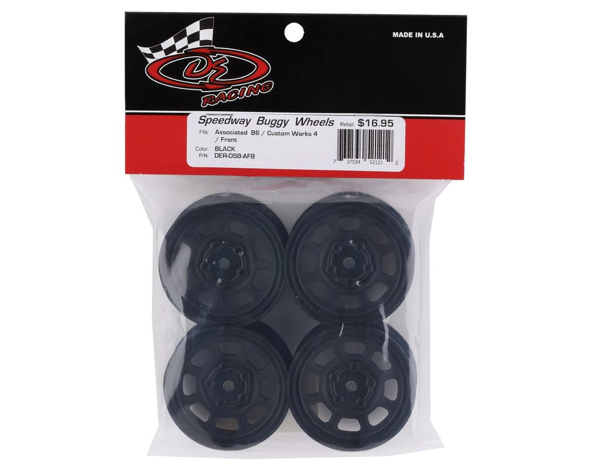 DE Racing Speedway Front Wheels (Black) (4) (Custom Works/B6) 5 DE Racing Speedway Front Wheels (Black) (4) (Custom Works/B6) - Image 3