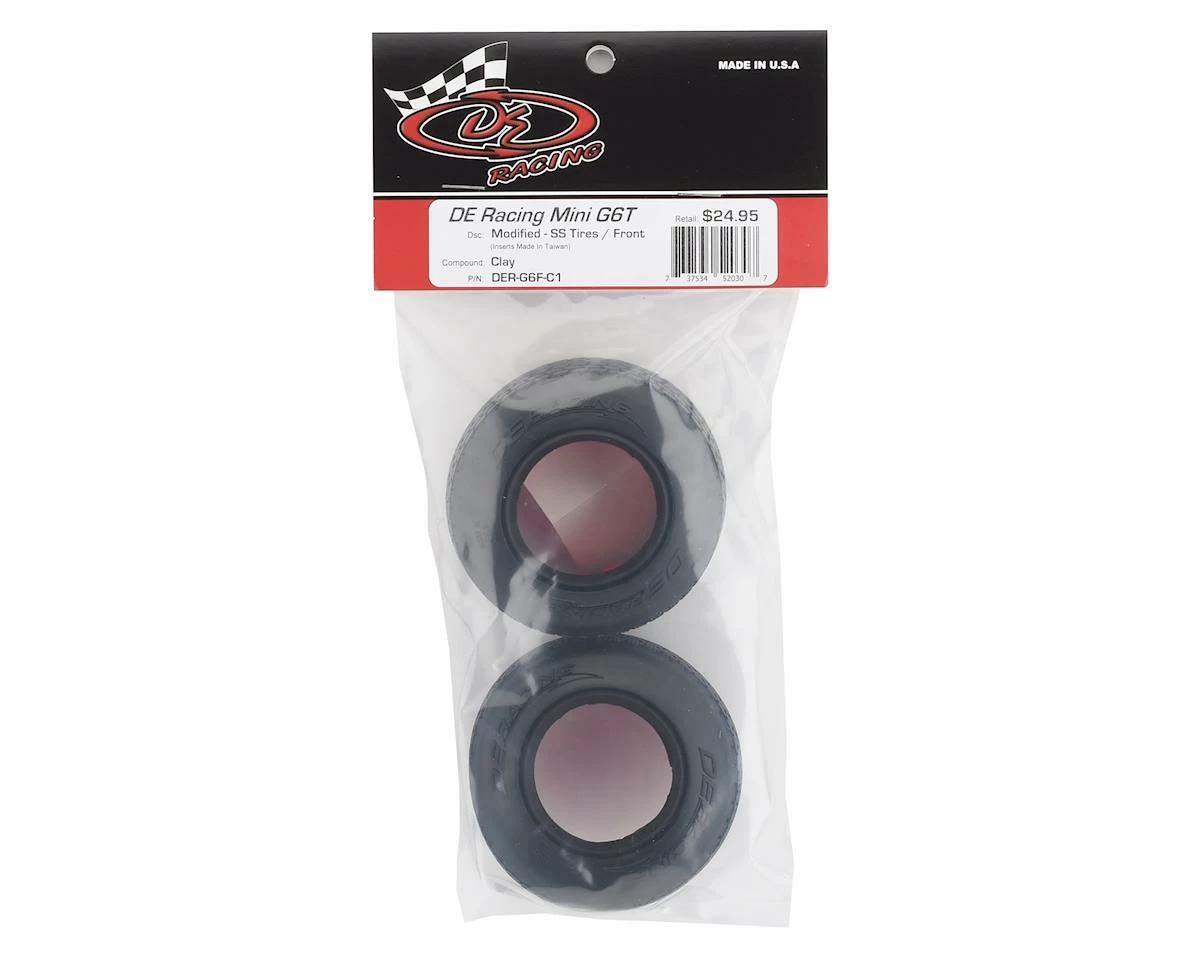 DE Racing Mini G6T Modified Street Stock Front Tires (2) (Clay) - Image 2