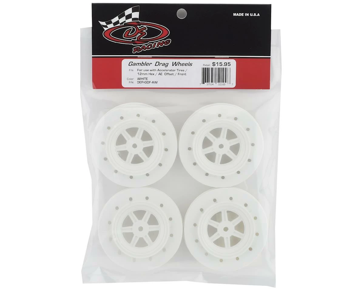 DE Racing Gambler Drag Racing Front Wheels (White) W/12mm Hex - Image 2