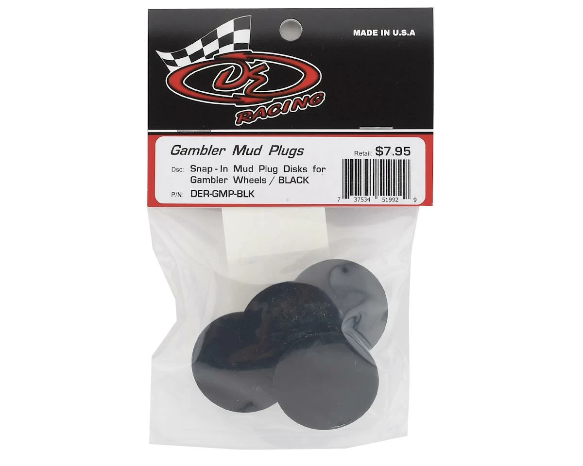 DE Racing Gambler Dirt Oval Mud Plugs (Black) (4) - Image 2