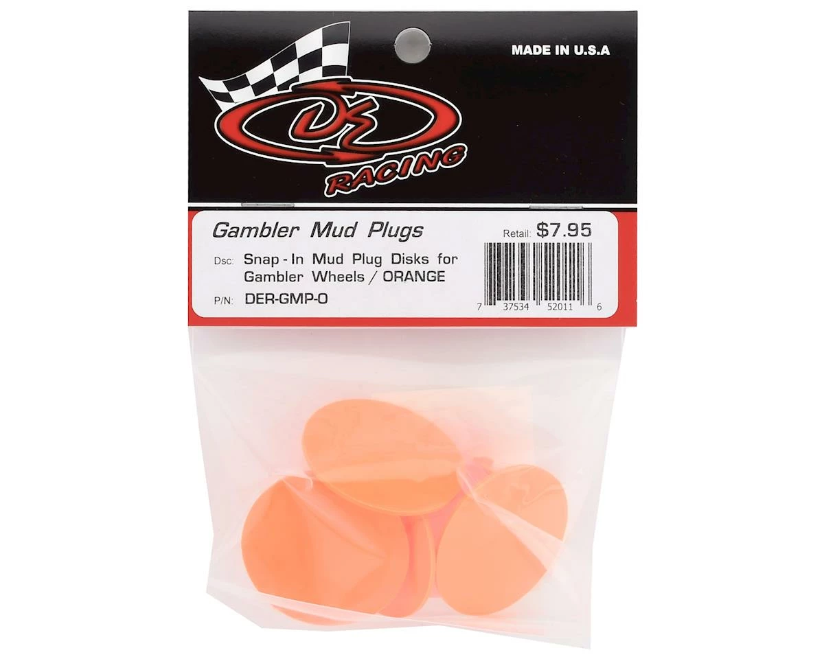 DE Racing Gambler Dirt Oval Mud Plugs (Orange) (4) - Image 2