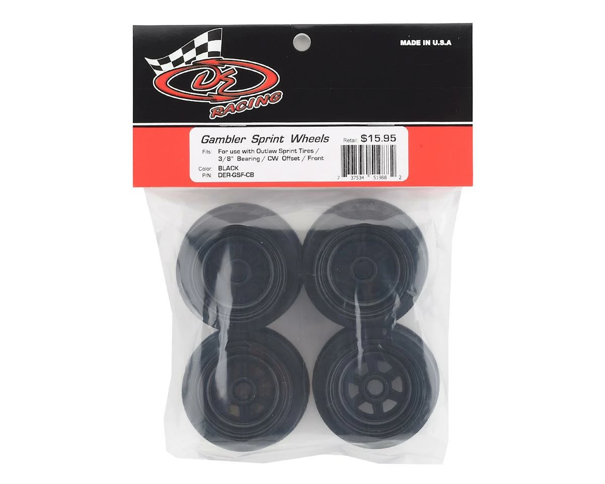 DE Racing Gambler 3/8" Bearing Front Wheels (Custom Works/GFRP) (Black) 5 DE Racing Gambler 3/8" Bearing Front Wheels (Custom Works/GFRP) (Black) - Image 3