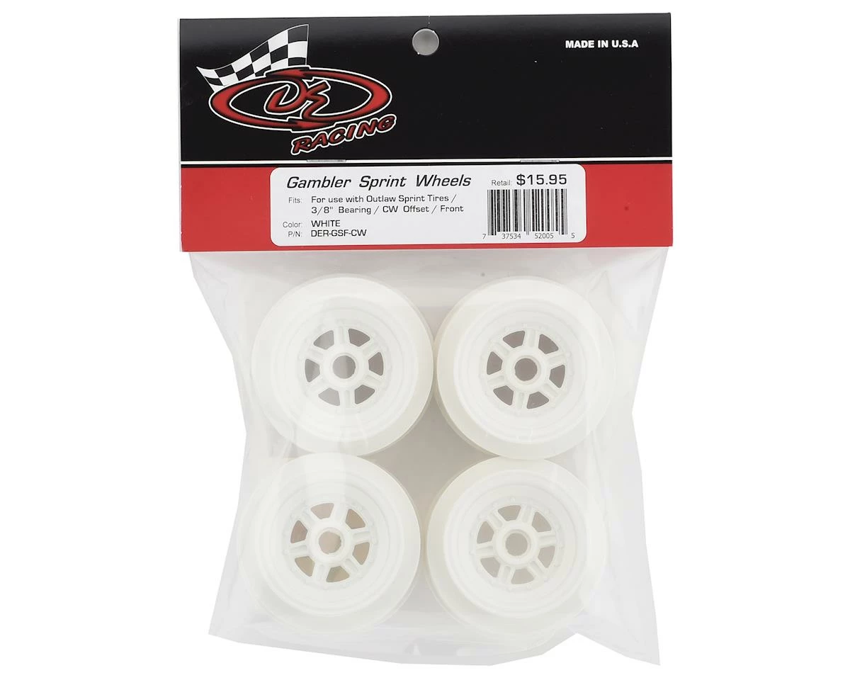 DE Racing Gambler 3/8" Bearing Front Wheels (Custom Works/GFRP) (White) - Image 3