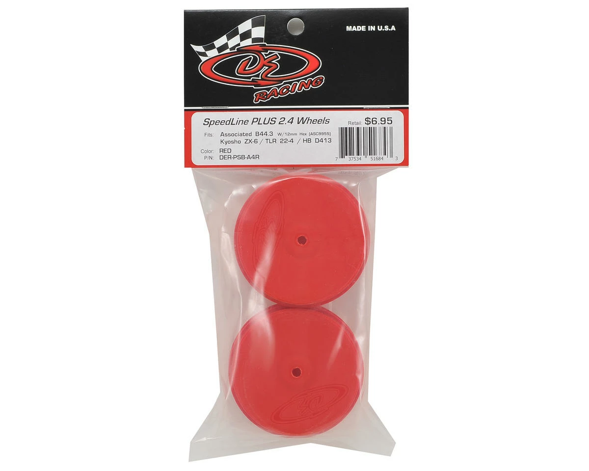 DE Racing Speedline PLUS 2.4 4WD Front Buggy Wheel (2) (Red) W/12mm Hex (22-4/D413/B74) - Image 3