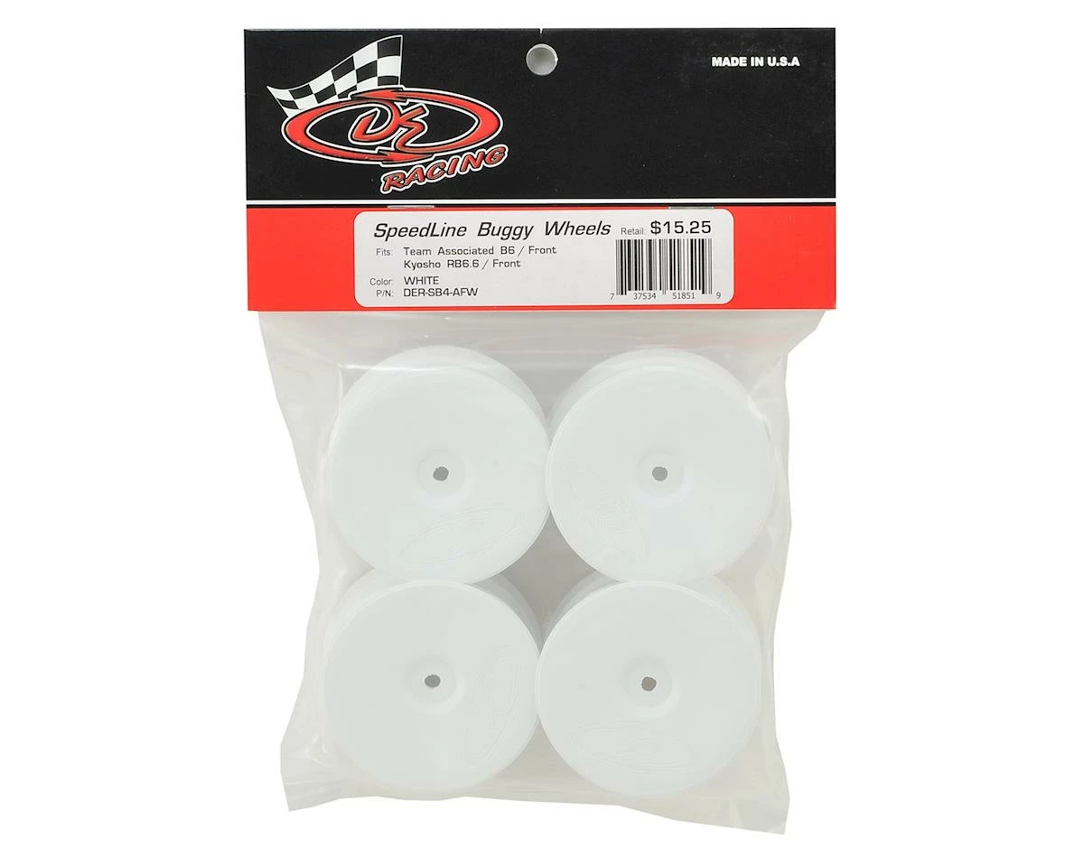 DE Racing 12mm Hex "Speedline" 2.2 1/10 Buggy Front Wheels (4) (B6/RB6) (White) - Image 3