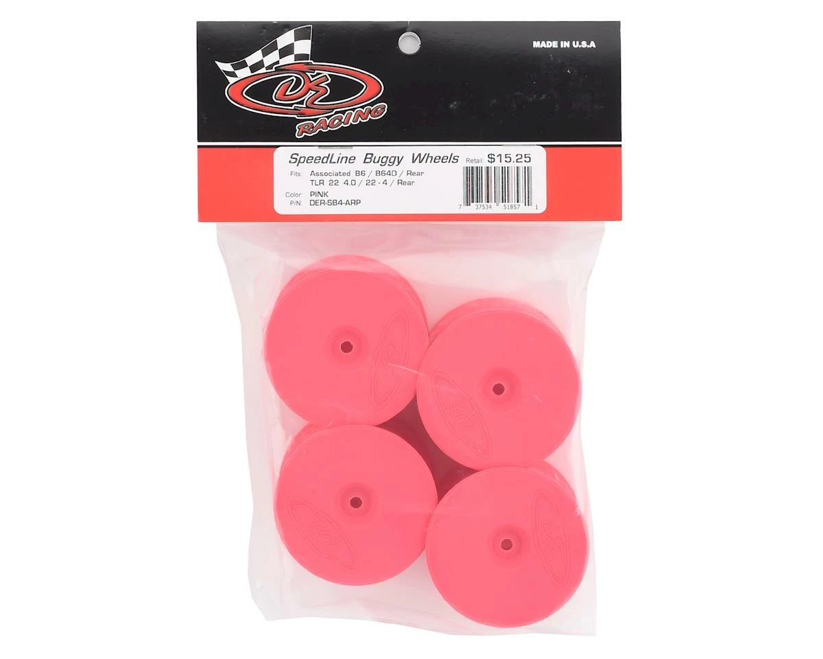 DE Racing Speedline 2.2 1/10 Buggy Rear Wheels (4) (B6/B74/22/22-4) (Pink) W/12mm Hex - Image 3