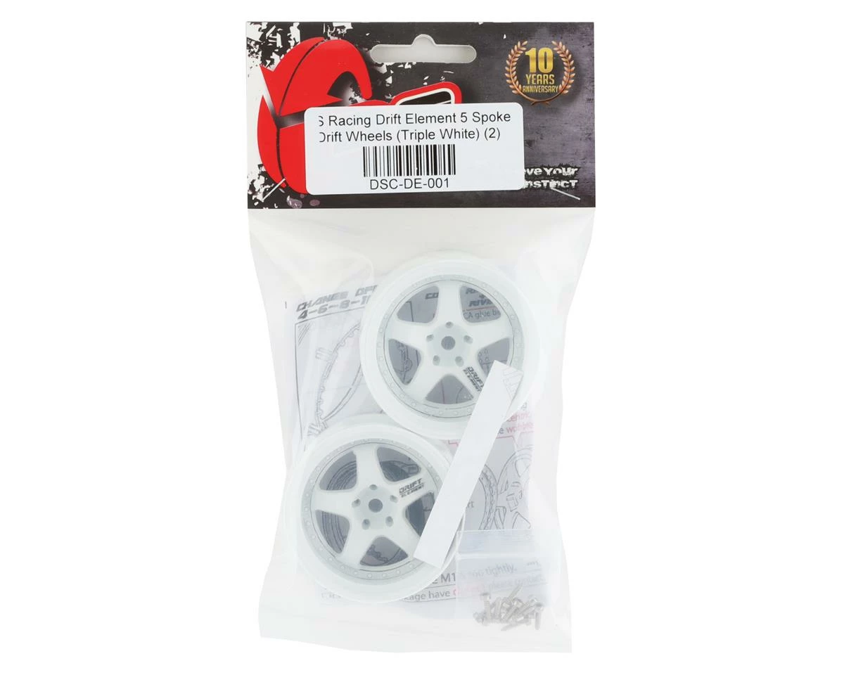 DS Racing Rift Element 5 Spoke Drift Wheels (Triple White) (2) (Adjustable Offset) W/12mm Hex 6 DS Racing Rift Element 5 Spoke Drift Wheels (Triple White) (2) (Adjustable Offset) W/12mm Hex - Image 4