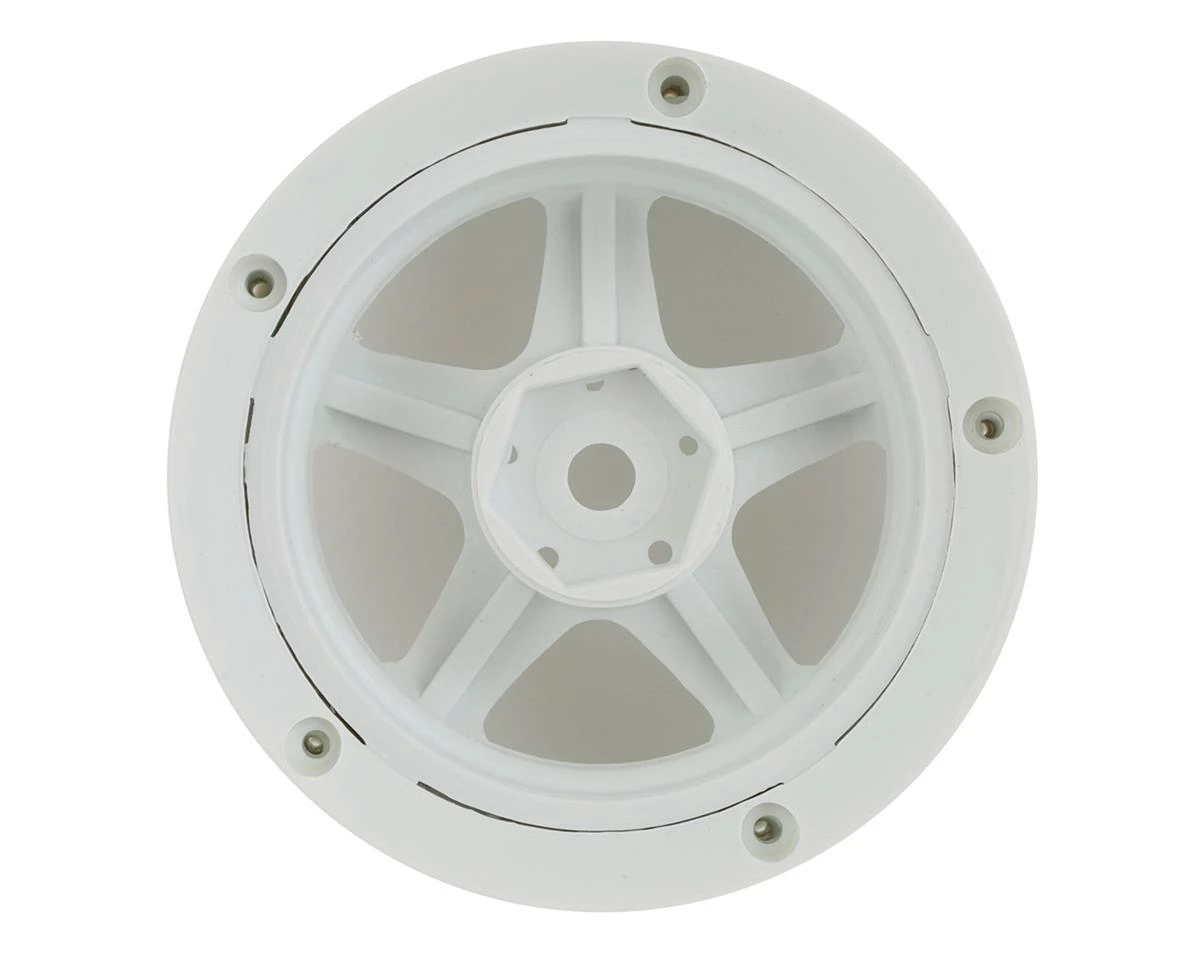 DS Racing Rift Element 5 Spoke Drift Wheels (Triple White W/Silver Rivets) (2) (Adjustable Offset) W/12mm Hex - Image 3