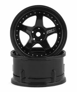 DS Racing Rift Element 5 Spoke Drift Wheels (Triple Black W/Silver Rivets) (2) (Adjustable Offset) W/12mm Hex