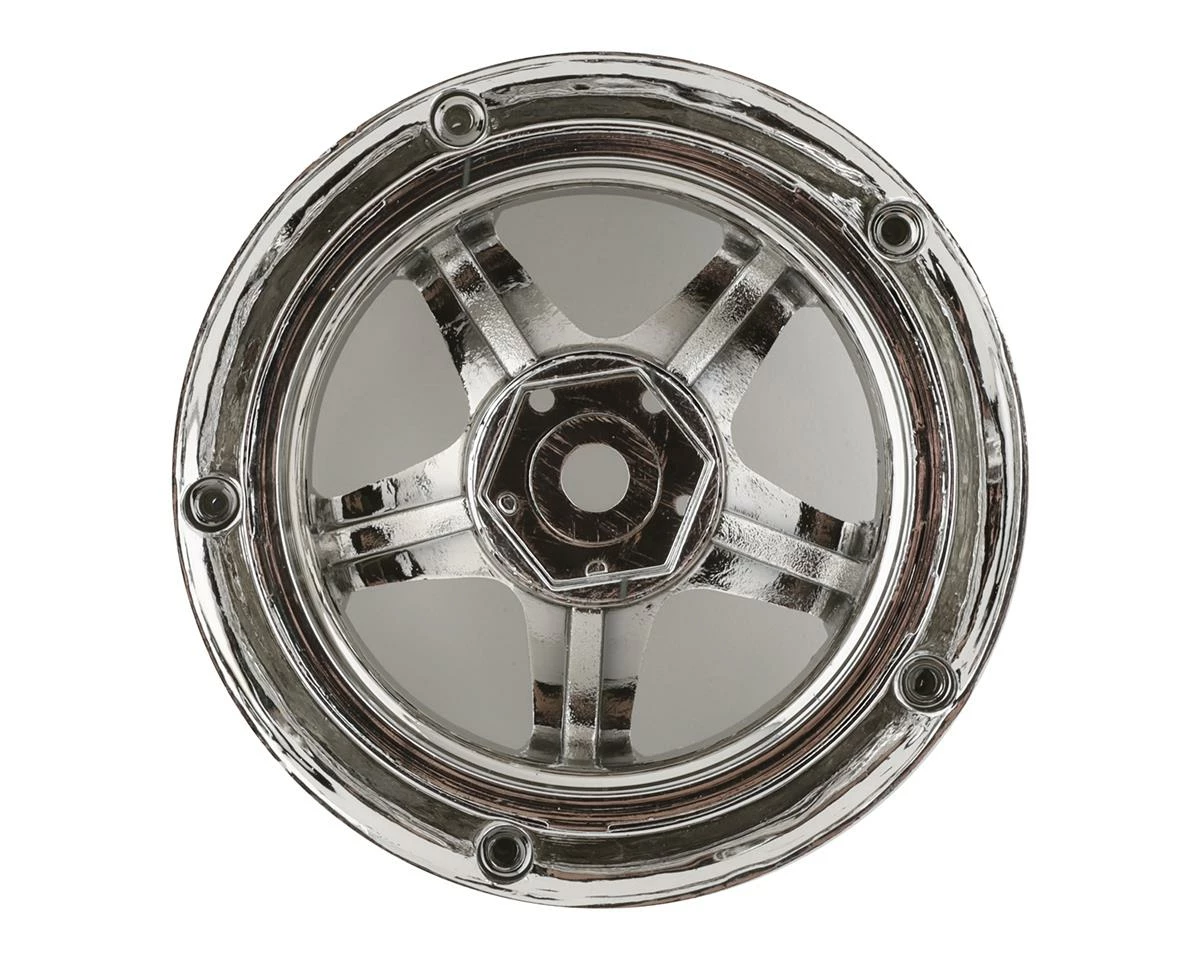DS Racing Rift Element 5 Spoke Drift Wheels (Triple Chrome W/Gold Rivets) (2) (Adjustable Offset) W/12mm Hex - Image 2
