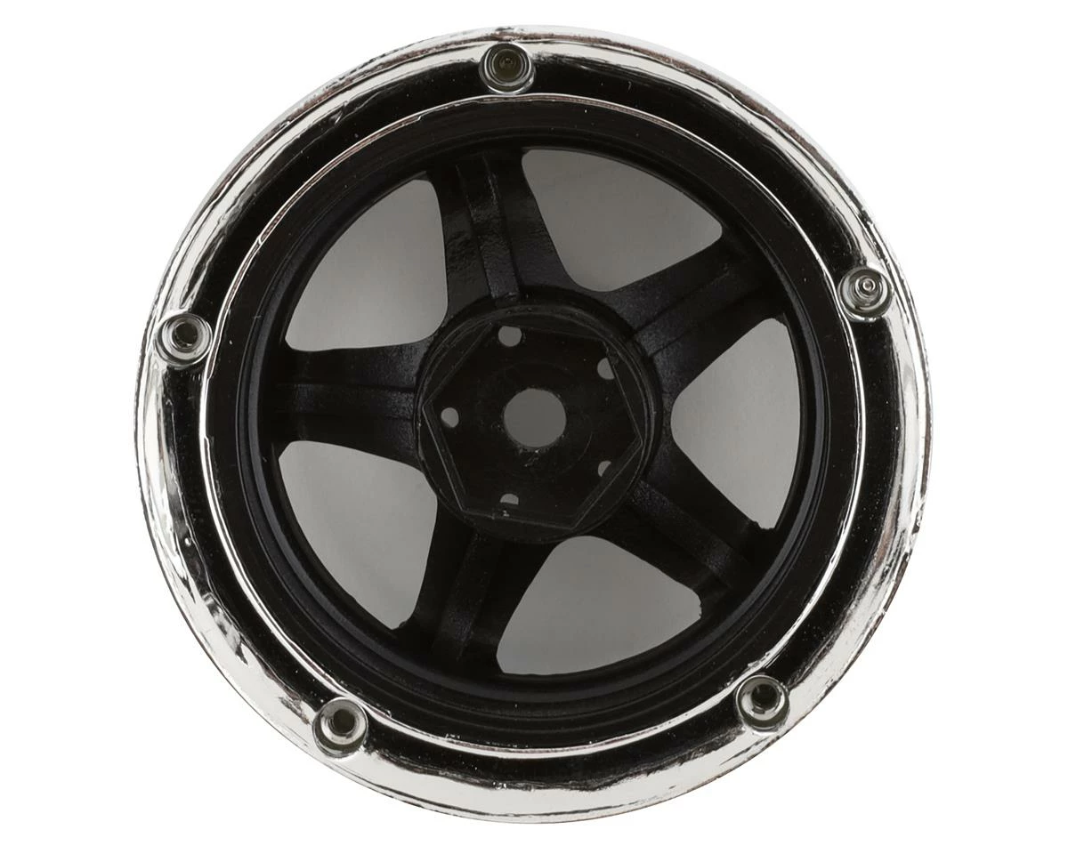 DS Racing Rift Element 5 Spoke Drift Wheels (Black & Chrome) (2) (Adjustable Offset) W/12mm Hex - Image 2