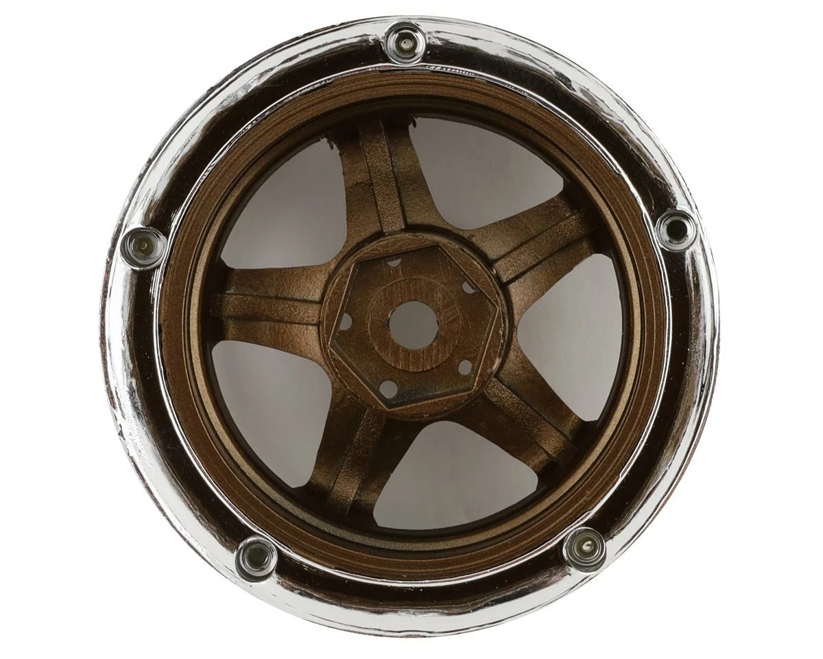 DS Racing Rift Element 5 Spoke Drift Wheels (Bronze & Chrome W/Gold Rivets) (2) (Adjustable Offset) W/12mm Hex - Image 2