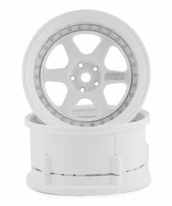 DS Racing Rift Element 6 Spoke Drift Wheels (Triple White W/Silver Rivets) (2) (Adjustable Offset) W/12mm Hex
