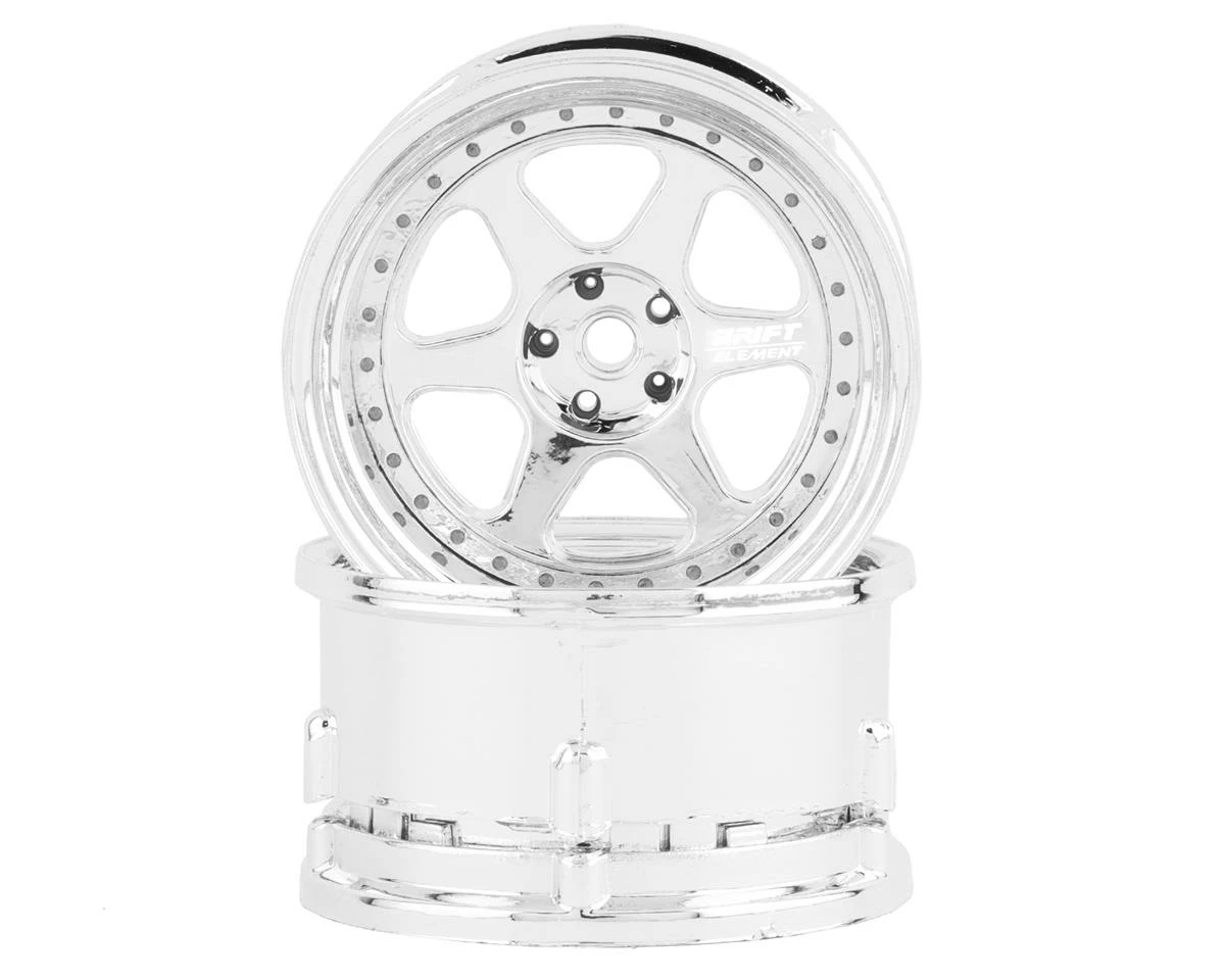 DS Racing Rift Element 6 Spoke Drift Wheels (Triple Chrome) (2) (Adjustable Offset) W/12mm Hex