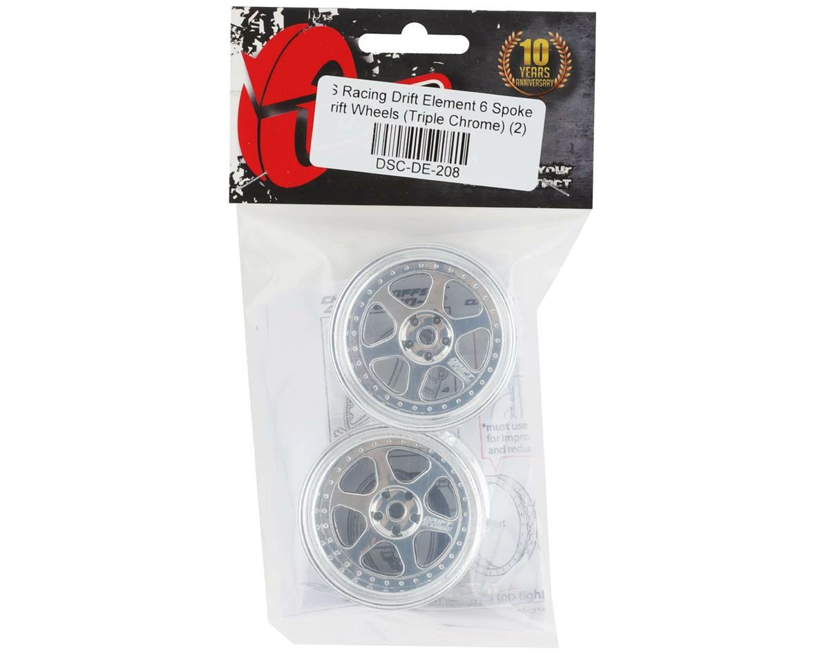 DS Racing Rift Element 6 Spoke Drift Wheels (Triple Chrome) (2) (Adjustable Offset) W/12mm Hex - Image 4