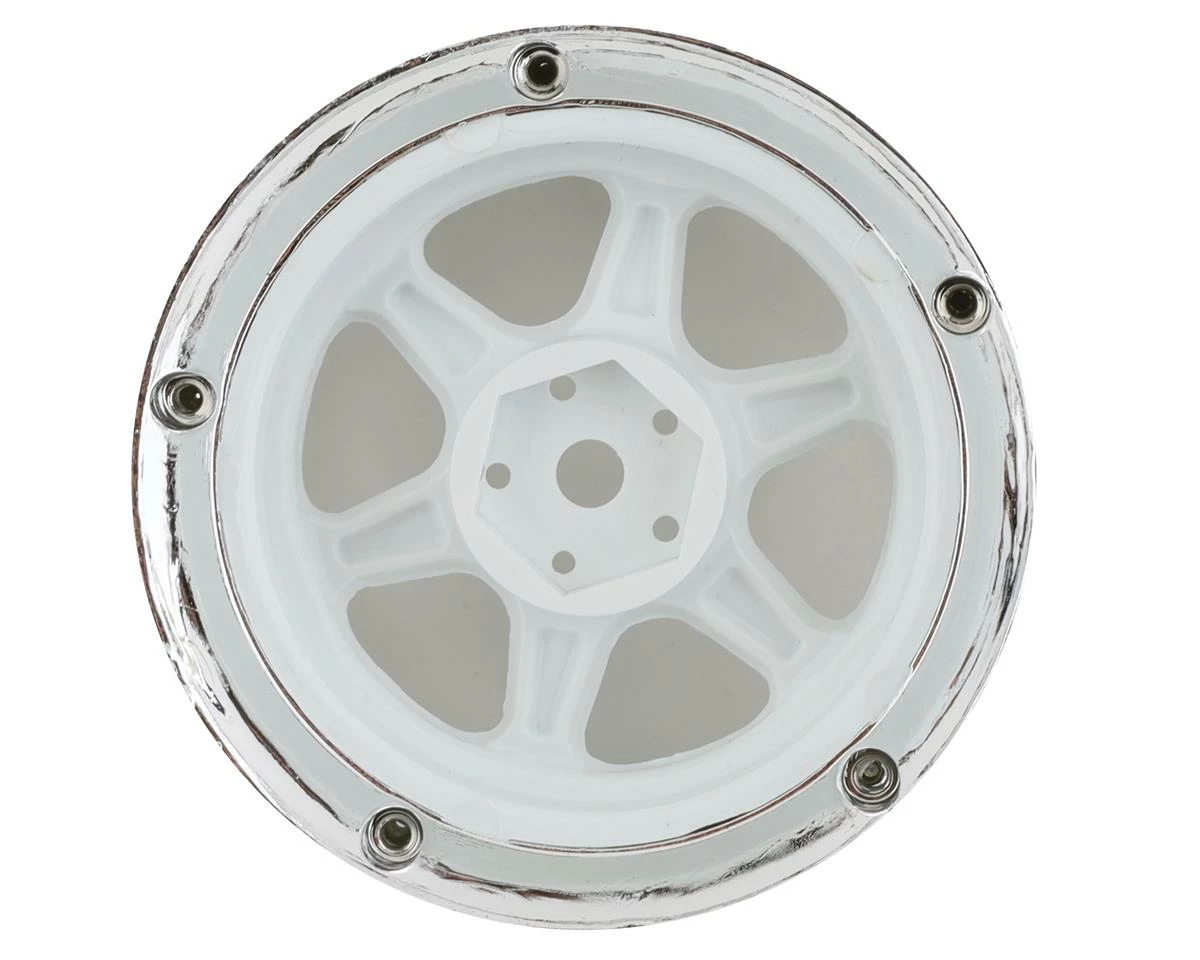 DS Racing Rift Element 6 Spoke Drift Wheels (White & Chrome W/Gold Rivets) (2) (Adjustable Offset) W/12mm Hex - Image 2