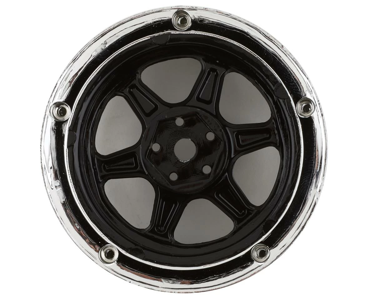 DS Racing Rift Element 6 Spoke Drift Wheels (Black & Chrome W/Gold Rivets) (2) (Adjustable Offset) W/12mm Hex - Image 2