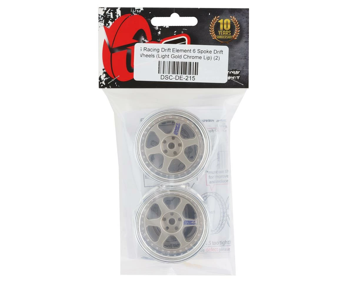 DS Racing Rift Element 6 Spoke Drift Wheels (Gold & Chrome) (2) (Adjustable Offset) W/12mm Hex - Image 4