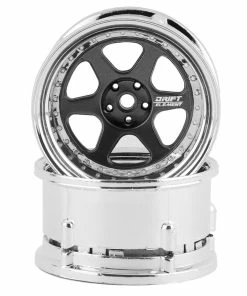 DS Racing Rift Element 6 Spoke Drift Wheels (Gunmetal Chrome) (Adjustable Offset) W/12mm Hex