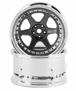 DS Racing Rift Element 6 Spoke Drift Wheels (Gunmetal W/Black Rivets) (2) (Adjustable Offset) W/12mm Hex