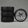 Duratrax Radial 1/10 Touring Car Tire W/5-Spoke Wheel (Chrome) (4)