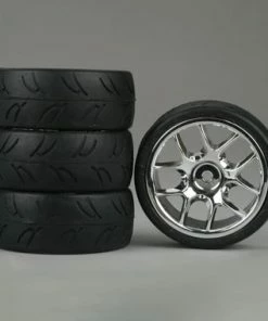 Duratrax U-Groove 1/10 Touring Car Tire W/10-Spoke Wheel (Chrome) (4)