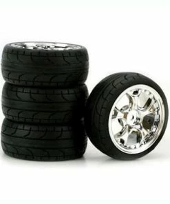 Duratrax ST Radial 1/10 Touring Car Tire W/5-Blade Wheel (Chrome) (4) (2mm)