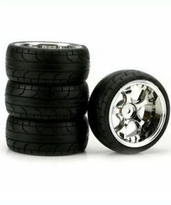 Duratrax ST Radial 1/10 Touring Car Tire W/5-Blade Wheel (Chrome) (4) (10mm)