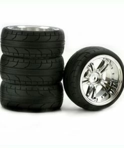 Duratrax ST Radial 1/10 Touring Car Tire W/Stinger Wheel (Chrome) (4) (10mm)